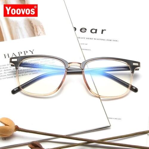 Yoovos 2021 Glasses Frame Men Square Retro Eyeglasses Frames Blue Light Flat Mirror Glasses For Women Eyewear Gafas De Hombre