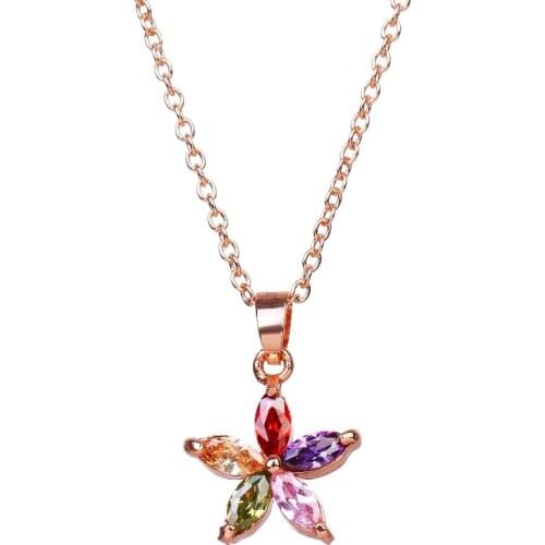 Bettyue Brand Fashion Luxury Charm Multicolor Cubic Zircon Flower Shape Jewelry Necklaces For Women Party Wedding Elegance Gift