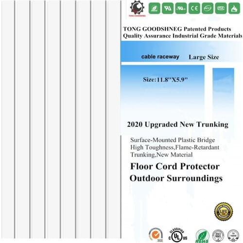 11.8''X5.9"PVC Trunking Floor Duct Channel Cable Organizer Raceway Channels - Cord Cover Management Kit for Offices Warehouse