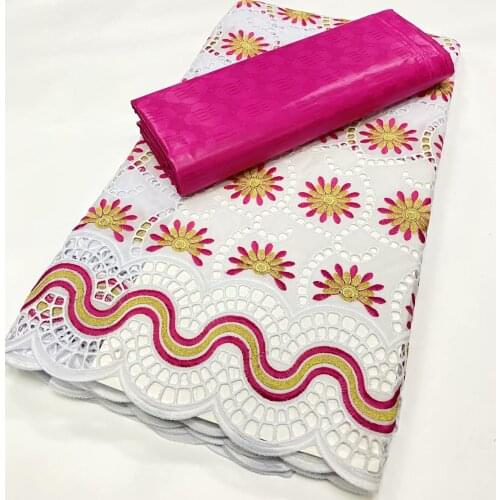 2.5+2.5yards african bazin riche fabric cotton swiss voile lace in switzerland dubai style embroidery dry lace for wedding