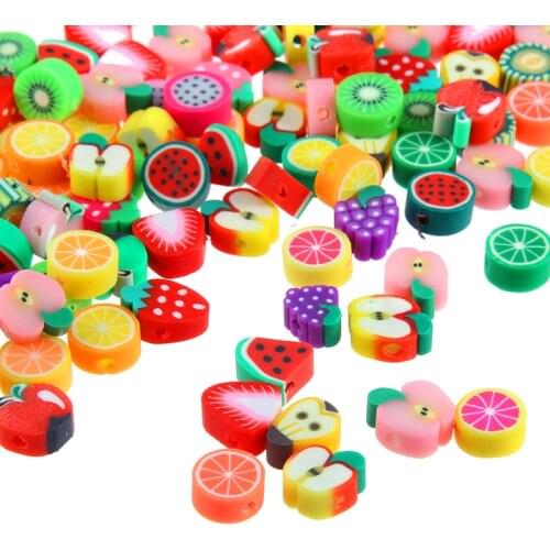 30pcs10mm Smiling fruit Love Face Beads Polymer Clay Spacer Loose Beads For Jewelry Making DIY Handmade Jewelry Crafts