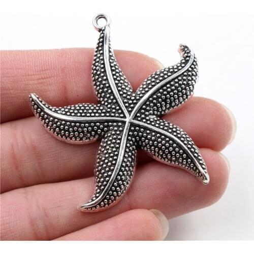 49x42mm 3pcs Antique Silver Plated Starfish Handmade Charms Pendant:DIY for bracelet necklace-P6-35