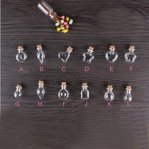 50pcs Mixed Mini Glass Bottles with Cork Hanging Rope Small Jars Wishing Bottles Bracelets Pendants Gifts Drift Bottles S031D