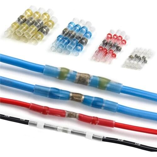 60 Pcs Mix Heat Shrink Sordering Terminals Waterproof Solder Sleeve Tube Insulated Butt Electrical Wire Connectors Kit