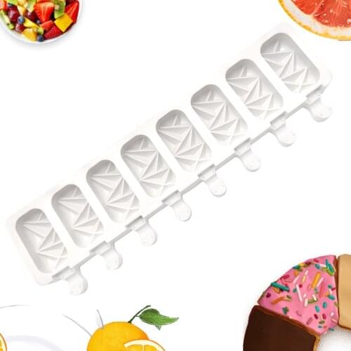 8 Hole Silicone Ice Cream Mold Ice Cube Tray Popsicle Diy Mould Dessert Kitchen Dining Bar Food Grade Baking Tools Bakeware