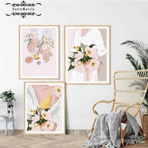 Abstract Minimalist Flower Women Poster Fashion Wall Art Canvas Painting Art Print Feminine Pictures for Living Room Home Decor