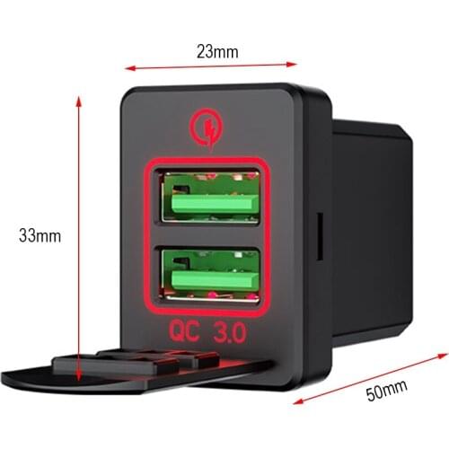12-24V Car Charger Mini Portable QC 3.0 Universal Square Dual USB Auto Charger With LED Digital Display For Android Phones