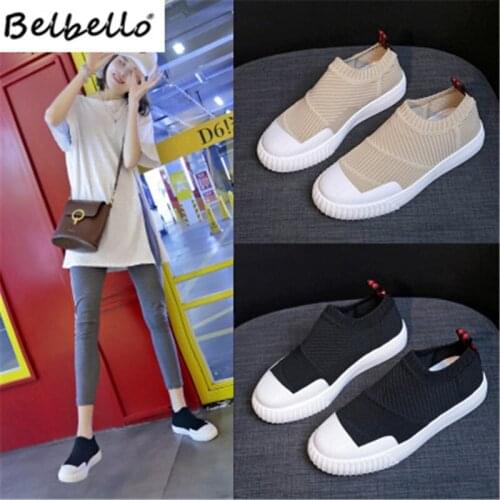 BElbello Womens version of flyweaver sneakers all-around breathable little white shoes womens 2019 summer new student 005
