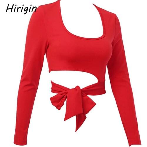 Sexy Solid Lace Up Blouses Long sleeve Crop Tops For Women Basic Shirt 2020 Spring Korean Long Sleeve Elegant Ladies Shirts