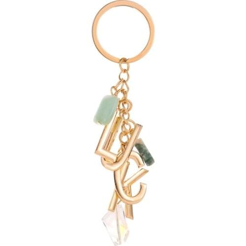 Fashion Letter LUCK Keychain Crystal Stone Bag Charm Accessories Car Key Pendant Jewelry Keyring Best Gift Hot Sale New Product