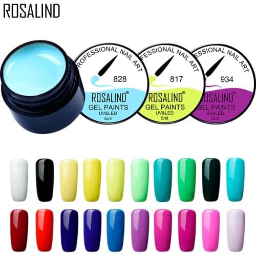ROSALIND 5ML Pure Colors Painting Gel Nail Polish Hot Gel Varnish Design of Nail UV Nail Art Gel Lacquer For Nail Extension DIY