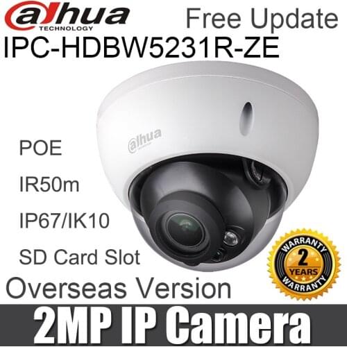 Dahua 2MP IP Camera IPC-HDBW5231R-ZE WDR Dome Network Camera 2.7~13.5mm night vision SD Card Slot HD 1080P CCTV Camera Original