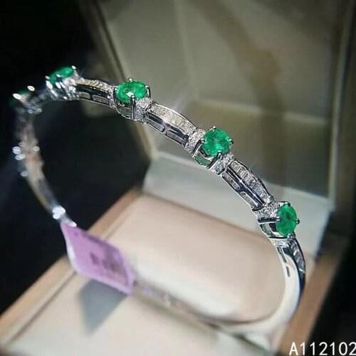 KJJEAXCMY fine jewelry 925 sterling silver inlaid natural emerald new girl fashion hand bracelet supports test Chinese style