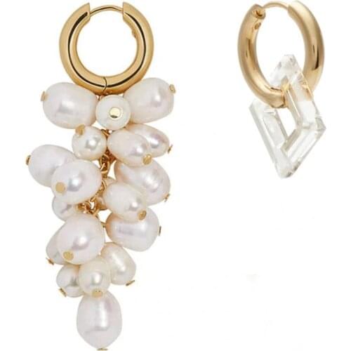 Exquisite female Huggie Geometric statement Jewelry long natural stone heart baroque freshwater Pear Jewelry earrings for women