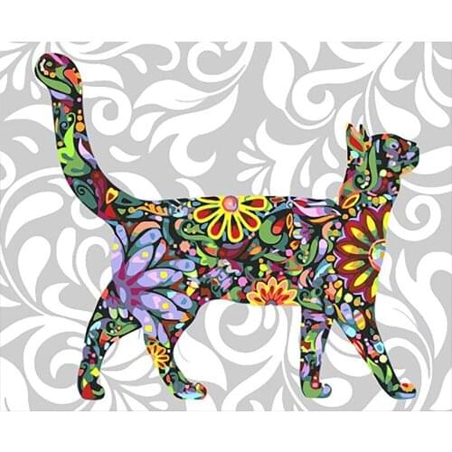 Painting By Number Animal Cat Kits Drawing Canvas HandPainted Picture DIY Art Home Decoration Gift