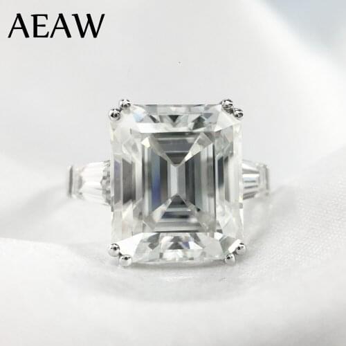 5 Carat ct 9x11mm DF Grade Emerald Cut Engagement&Wedding Moissanite Lab Diamond Ring Genuine 14K 585 White Gold