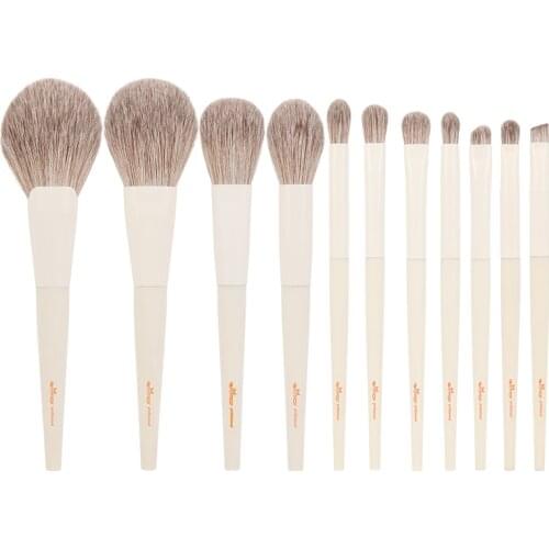 Anmor Professional Makeup Brush Set Beige Color 11 Pcs Make Up Brushes Micro Crystraline Fiber Powder Eyeshadow Cosmetics Tool