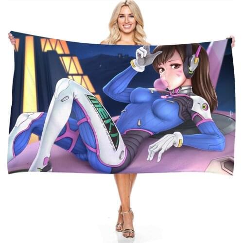 Shooting Game Over Watches D.VA SOLDIER 76 Bath Towel Quick Dry Outdoor Water Sports Towel Swimming Surf Towels Portable
