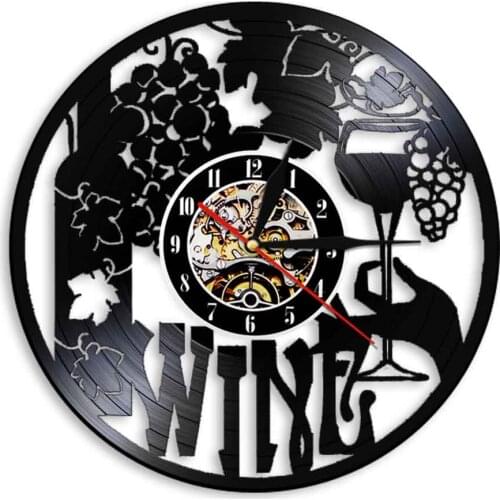Still Life Red Wine With Fruit Grape Vinyl Record Wall Clock Restaurant Kitchen Wall Art Winery Home Bar Decor Vinyl Disk Clock