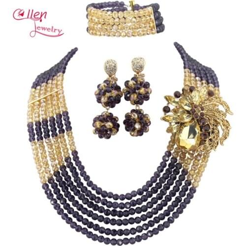 Nigeria Wedding bridal Jewelry Set African Crystal Beads Necklace Set African style Statement necklace set Free Shipping W6190