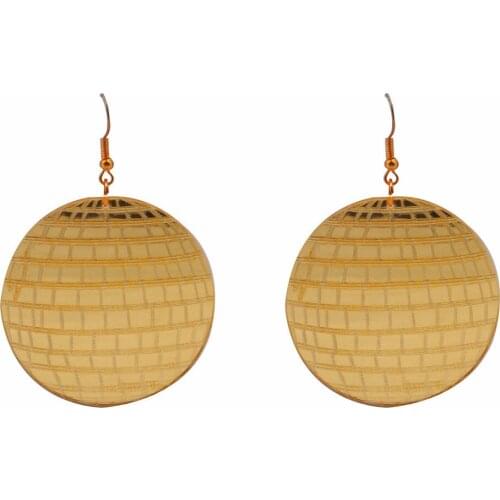 New Fashion Mirror Acrylic Round Ball Drop Earrings for Women Gold Sliver Color Big Dangle Earrings Party Jewelry Gifts