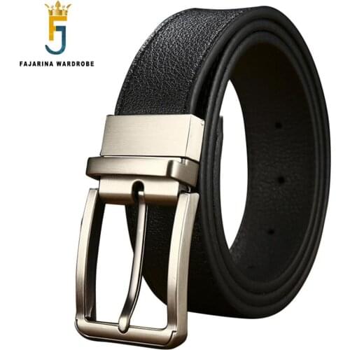 FAJARINA New Mens Classic Simple Rotary Buckle Leisure Clasp Buckle Metal Design Retro Belt Mens Jeans Belts for Men N17FJ673