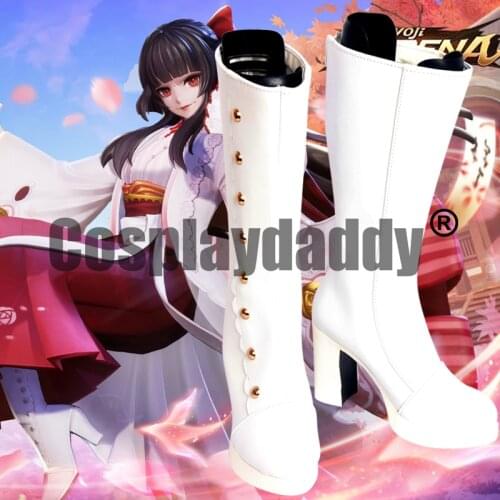 Onmyoji Kessen Heian Kyo Shikigami Kijo Momiji Sincere Blessings Ver. Cosplay White Shoes Tall Boots S008