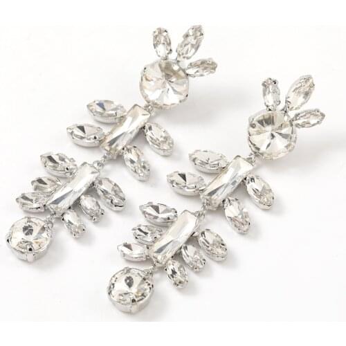 Pauli Manfi 2021 Fashion Exaggerated Metal White Rhinestone Flower Earrings Girl Popular Creative Party Jewelry Accessories