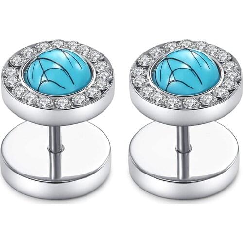 2 Pcs Fake Ear Plugs Mens Earring 16G Stainless Steel Faux Plugs Illusion Plug Earrings Men Women Body Piercing Jewelry