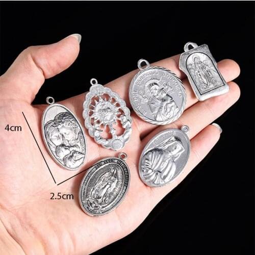 Religious Saint Catholic Guadalupe Mary and Holy Grail JHS Pendant DIY Pendant, suitable for making Christian jewelry crafts