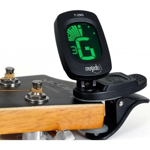 Portable LCD Guitar Tuner with A Battery 360 Degree Rotatable Clip-on Guitar Tuner with Auto Power on/off Musedo T-29G