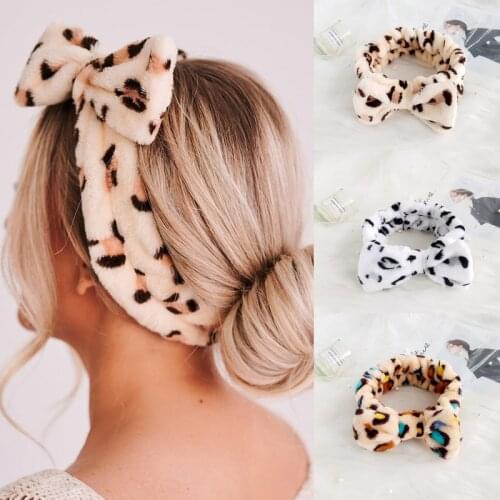 Ruoshui Woman Lopard Headband Soft Coral Fleece Hairband Make Up Wash Face Bezel Women Hair Accessories Headwrap Ornaments