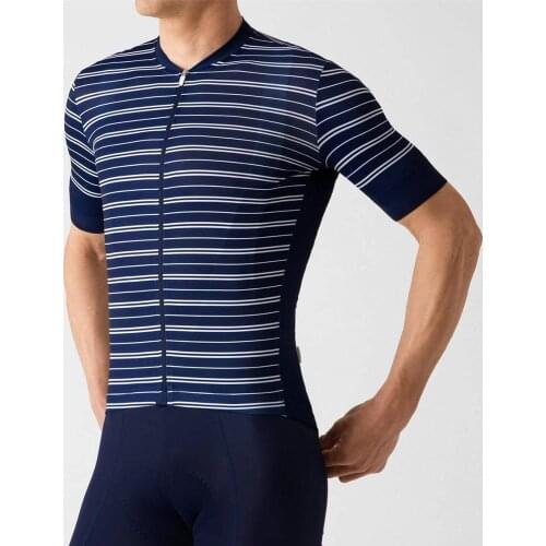 Navy stripe Pro Team Cycling Jersey race fit short sleeve bicycle shirt Best quality Bike clothes Maillot Ciclismo Fast delivery
