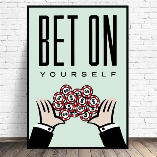 Frame Bet On Yourself Art Canvas Poster Prints Home Wall Painting Modern Minimalist Bedroom Living Room Decoration