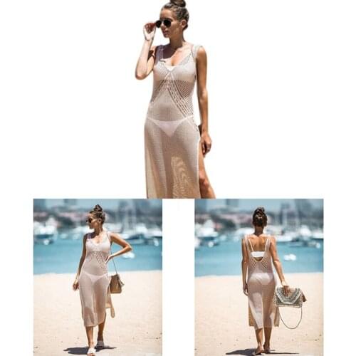 Sexy Beach Dress Women Swimsuit Bikini Cover-up Beach Bathing Suit Beach Wear Knitting Swimwear Mesh Hollow Out Tunic