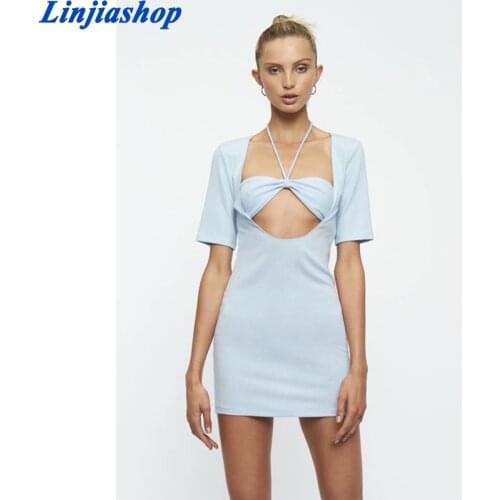 Sexy Women Solid Color Dress Summer Fashion Ladies High Street Female Dress Two-piece Tube Top Mini Dress