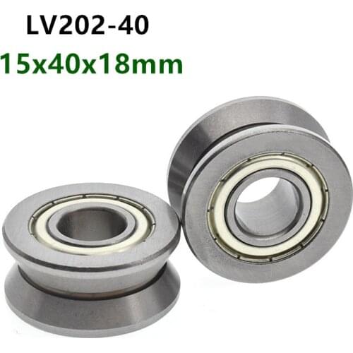 4pcs/10pcs LV202-40 ZZ 15x40x18mm V groove pulley roller ball bearing Traces walking guide rail bearings 15*40*18mm