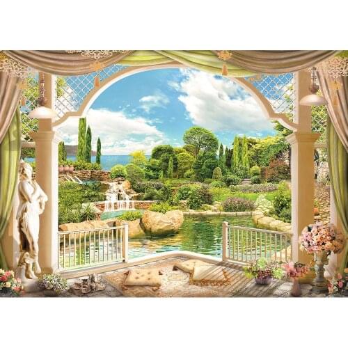 Statue Flowers Garden Scenery Photography Backdrop Custom Fond Background Photo Studio for Children Baby Portrait Photophone