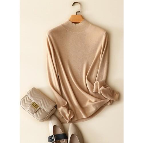 Autumn winter new styles 100% cashmere turtleneck sweaters women solid color basic knitwear