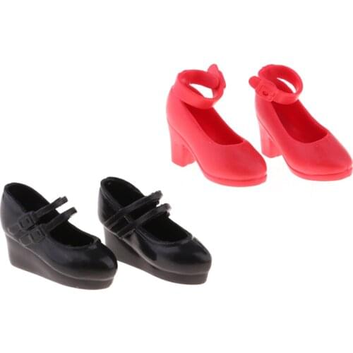 12inch Doll High Heels Shoes, 1/6 Girl Doll Casual/Party Shoes for Blythe 1/6 BJD Doll Accessory (Red & Black)