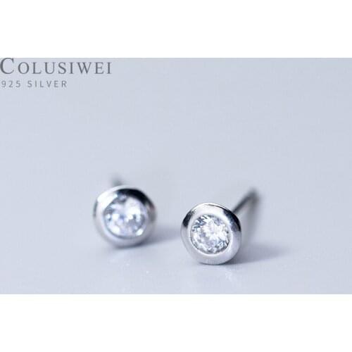 Colusiwei Women Wedding Engagement Statement Jewelry Geometric Circle Round Stud Earrings Female Anti-allergy Bijoux Brincos
