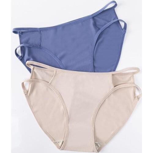 Ice Silk Underwear For Women Traceless Sexy Lingerie Breathable Comfortable Low Waist Solid Color Size Seamless Transparent