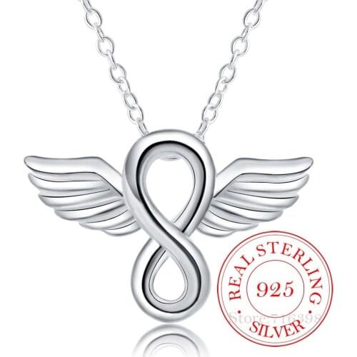 2020 Vintage Bijoux Luxury Simple Angel Wing Statement Pendant Necklace for Women 925 Sterling Silver Fine Jewelry Accessories