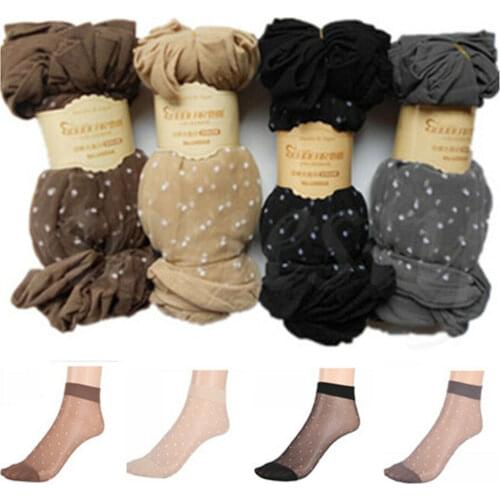 1 Pair Lady Lace Ultra-thin Fiber Denier Sheer Ankle High Pop Dots Socks