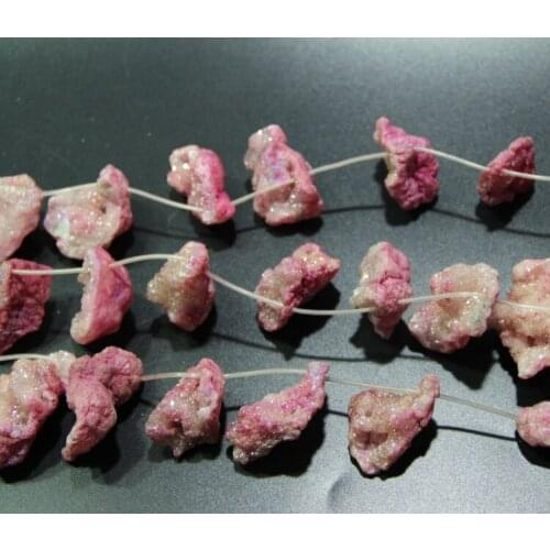 10pcs Druzy Crystal Geode Quartz Stone Beads, 30mm Red Gems Necklace, Top Drilled Crystal Pillars, AAA Quality Jewelr