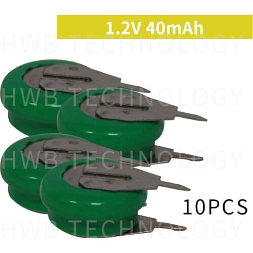 10 Pieces/lot Original Brand New KX 1.2V 40mAh Ni-MH Rechargeable Button Cell Battery Ni MH Batteries With Pins Free Shipping