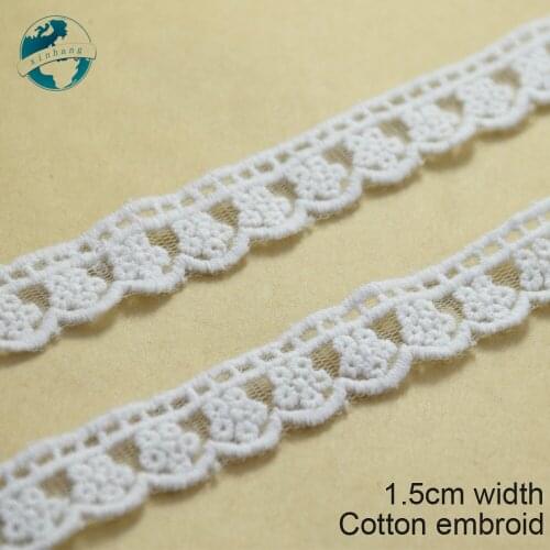 10yards 1.5cm Cotton Embroid Lace Sewing Ribbon Guipure African Fabric Trim Warp Knitting DIY Garment Wedding Accessories#1752