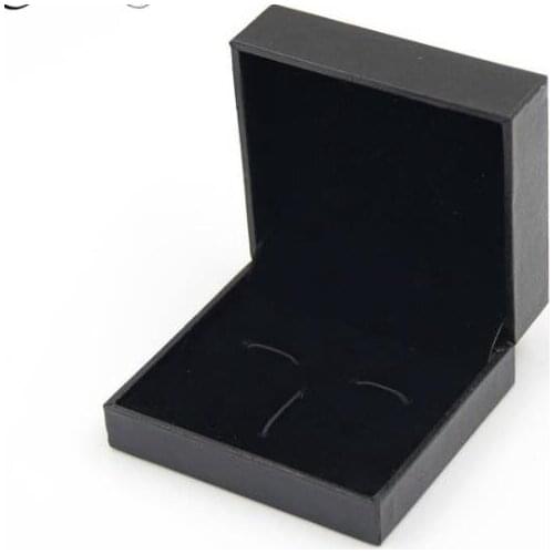 100pcs/lot Black PU Leather Cufflinks Tie Clip Box 76x68x35mm Cuff Link Tie Pin Bar Holder Storage Case Jewelry Box Packing