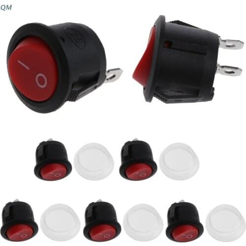 5 Pcs 2-Pin ON-OFF SPST Round Dot Car Boat Rocker Toggle Switch+Waterproof Cover 13MF