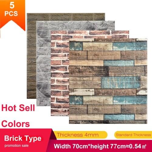 5pcs 70*77cm 3D Self Adhesive Wall Stickers Bedroom Waterproof Foam Brick Room Wallpaper Living Wall Sticker For Kids Decoration